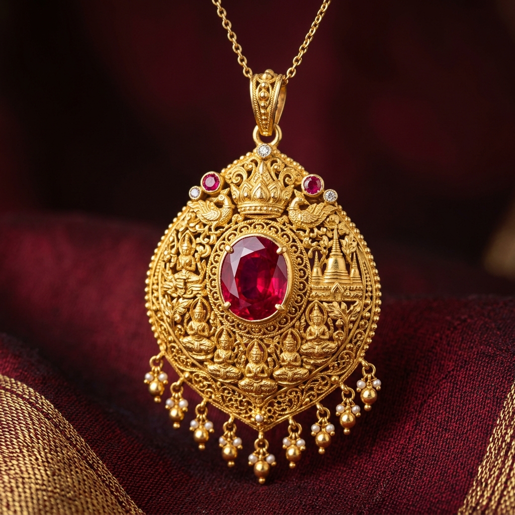 Royal Temple Gold Pendant
